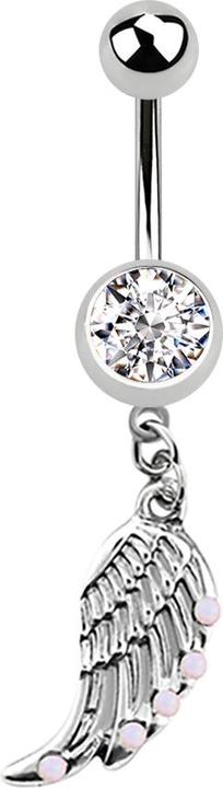 Immagine prodotto Star Piercing Banana d'argento con ali pendenti e opale bianco (senza ottone, Acciaio chirurgico 316L)