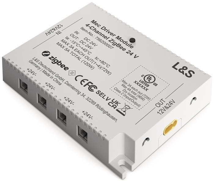 L&S Modulo di controllo a 4 canali Mec Driver 12 / 24 V Funk/ZigBee
