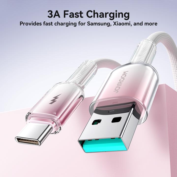 Produktbild Joyroom S-A42 Crystal Clear Series Fast Charging Data Cable USB-A to Type-C 3A 1.2m White (1.20 m, 27 W)