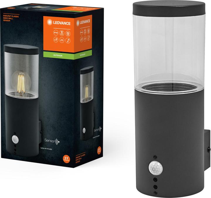 Actual product image Ledvance Endura Classic Ebro Wall Sensor E27 Dark Grey (E27, IP44)