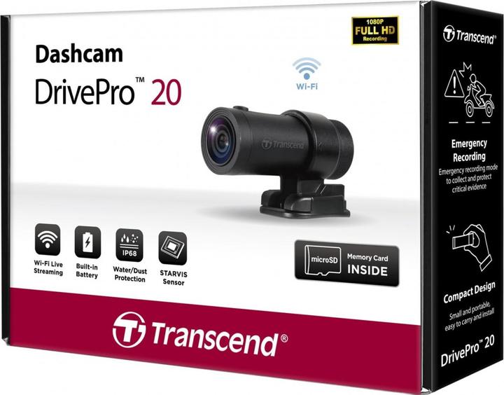 Produktbild Transcend DrivePro 20 Motorcycle Kamera (Eingebaute Anzeige, Eingebautes Mikrofon, WLAN, Full HD)