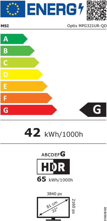 Energielabel MSI Optix MPG321URDE-QD (3840 x 2160 Pixels, 32")