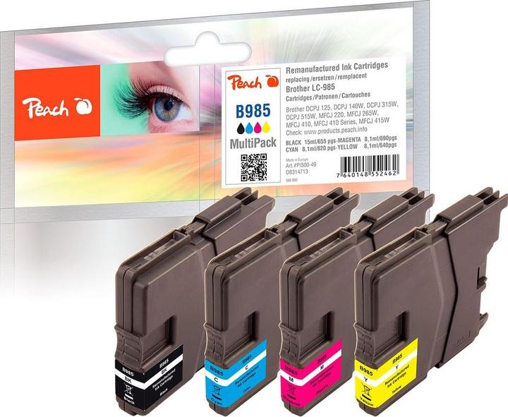 Image du produit Peach Cartouches d'encre économiques compatibles avec LC-985VAL (C, CF, M, Y)