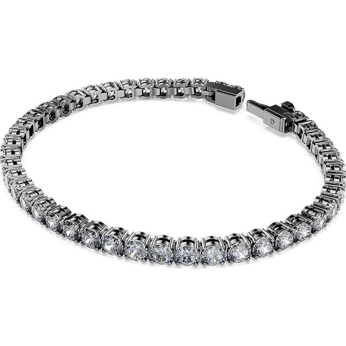 Swarovski, Bracciale, Bracciale Tennis Matrix Taglio Rotondo Grigio, (17.50 Cm, Metallo Swarovski)