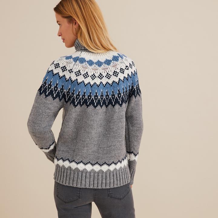 Actual product image Anne Weyburn Grobstrickpullover mit Jacquardmuster und Rollkragen (46)