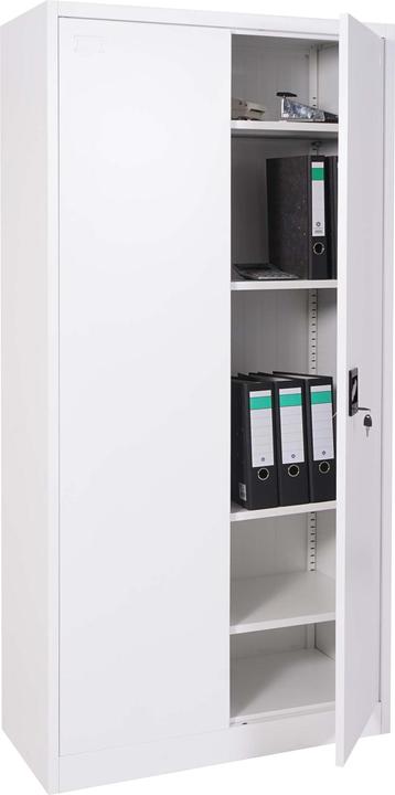 Mendler Aktenschrank, Stahlschrank Büroschrank, 2 Türen 185x90cm weiss (185 x 90 x 40 cm)