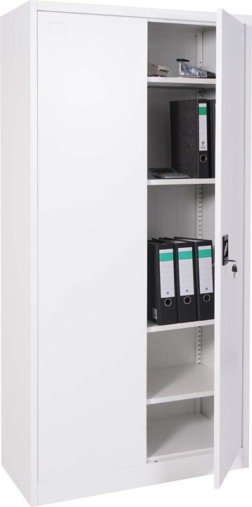 Mendler Filing cabinet, steel cabinet Office cabinet, 2 doors 185x90cm white (185 x 90 x 40 cm)