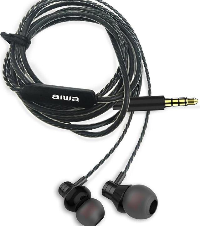 Produktbild Aiwa HEADPHONES MICRO ESTM-50BK BLACK in-ear/JACK 3.5 MM PLATE.GOLD/CABLE 120CM/MICRO ESTM-50BK (Kabelgebunden)