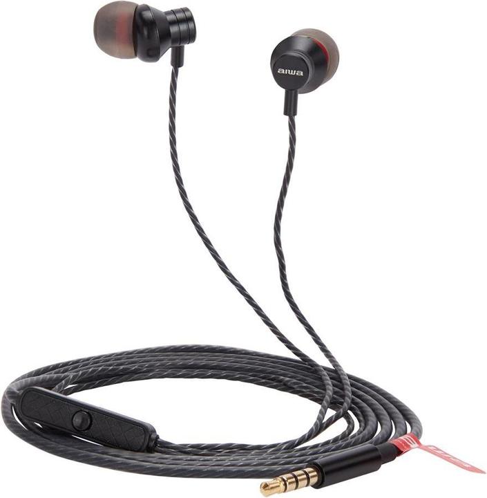 Produktbild Aiwa HEADPHONES MICRO ESTM-50BK BLACK in-ear/JACK 3.5 MM PLATE.GOLD/CABLE 120CM/MICRO ESTM-50BK (Kabelgebunden)