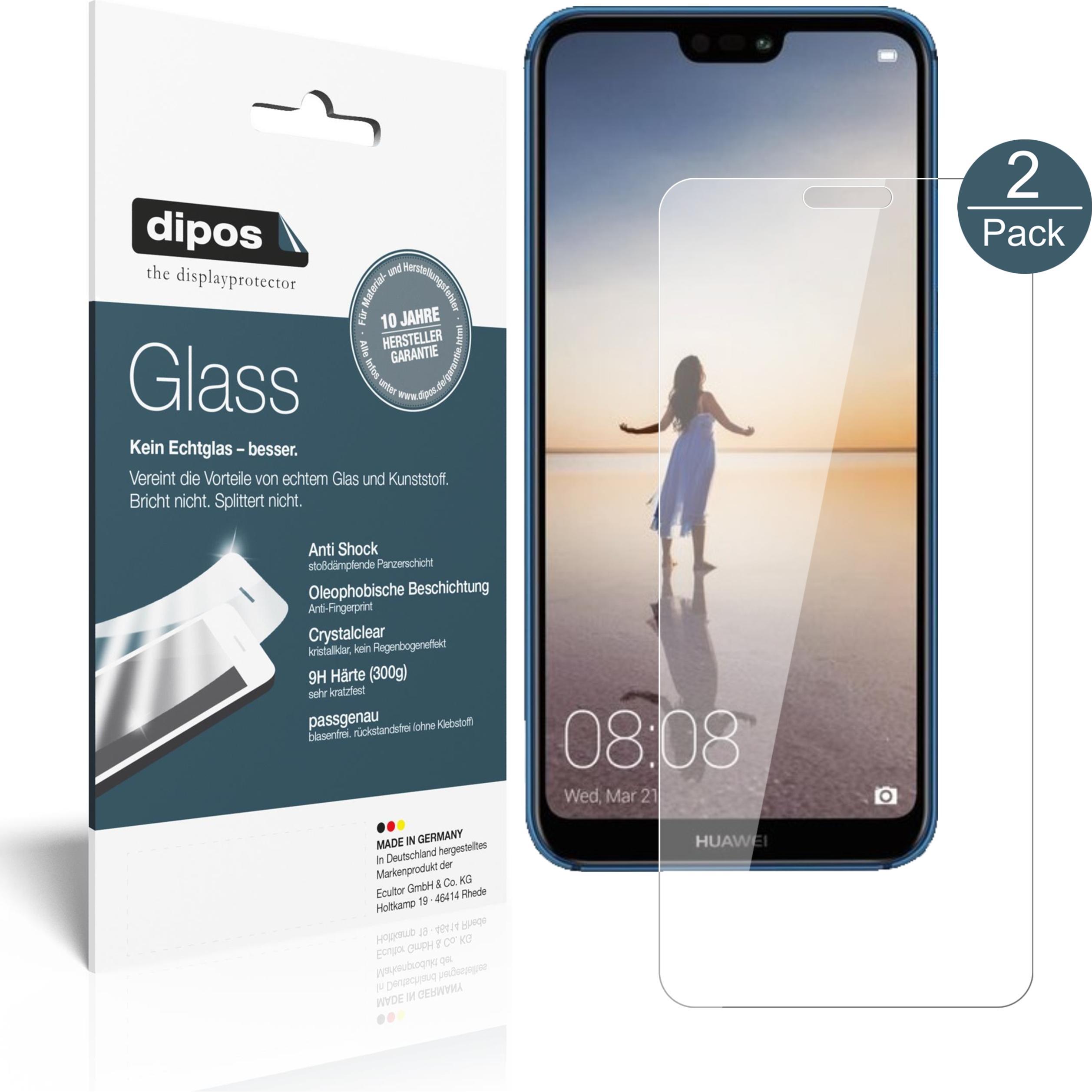 Dipos Displayschutz Anti-Shock (2 Stück, Huawei P20 Lite), Smartphone Schutzfolie, Transparent