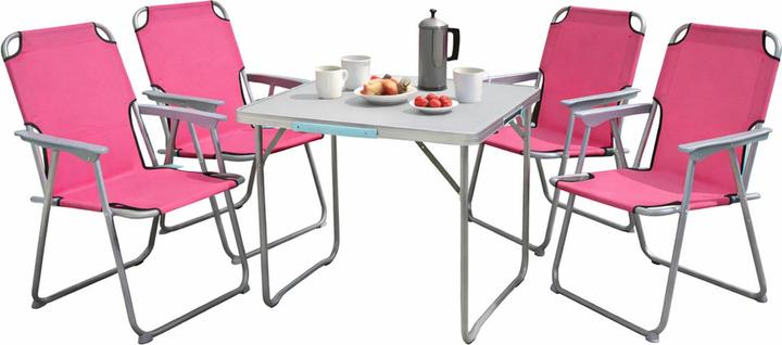 Produktbild Mojawo 5-teiliges Campingmöbel Set Alu L80xB60xH68cm Pink