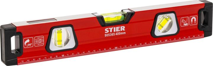 Immagine prodotto Stier Livella a bolla Premium con magnete e tre livelle 400 mm ±0,5 mm/m (40 cm)