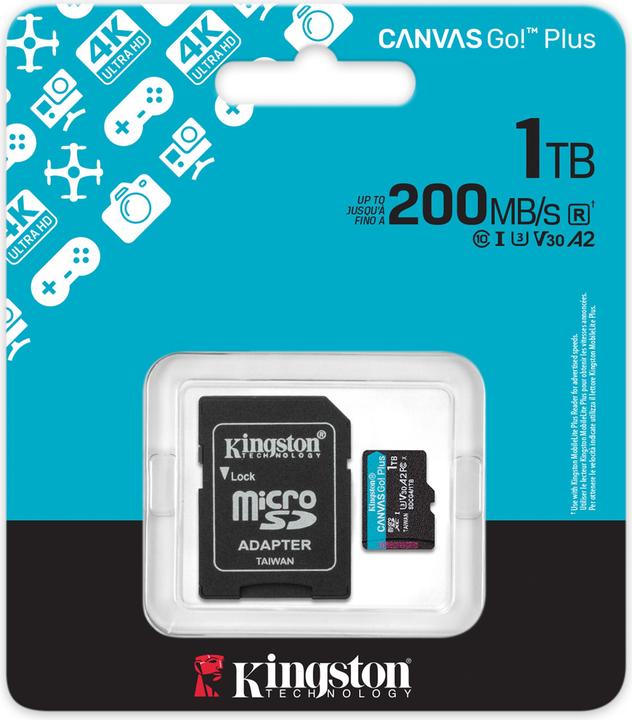 Produktbild Kingston Card Canvas Go Plus MicroSD +ADP 1TB (1000 GB, microSDXC, U3, UHS-I)