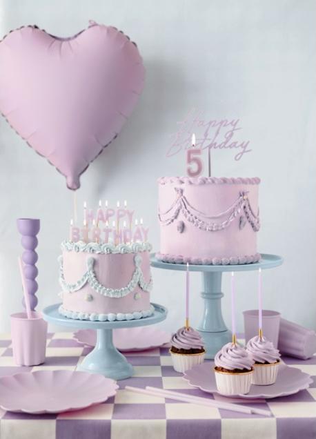 Actual product image Partydeco Décoration pour gâteau "Happy Birthday" Violet Pastel (1 Piece)