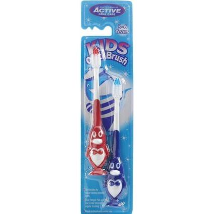 Thumbnail - Beauty Formulas, Handzahnbürste, Active Oral Care - Kids Quick Brush 3-6 Years Toothbrushes For Children Penguin 2 Pcs. ...