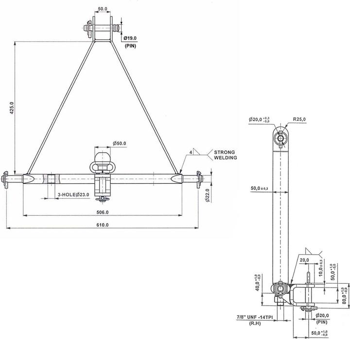 Produktbild Dema Ackerschiene 610 mm Kat 1