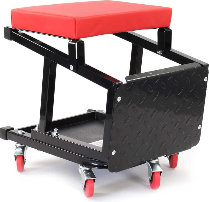 Image du produit Wiltec Tabouret escabeau de mécanicien Servante d’atelier mobile sur roulettes 160kg Plateau outils