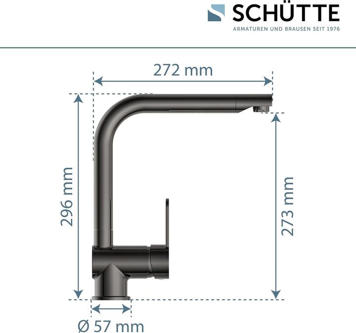 Actual product image Schütte Kitchen tap RIO Sink mixer tap Graphite high gloss Swivelling 79836