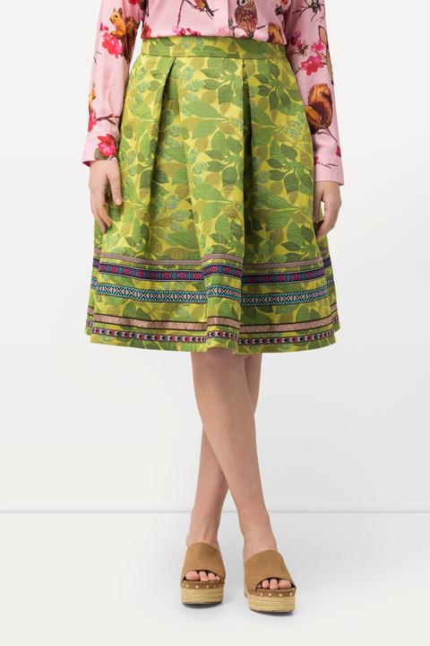 Produktbild Ulla Popken Rock, A-Linie, Jacquard-Blütenmuster, Zierbänder (48)