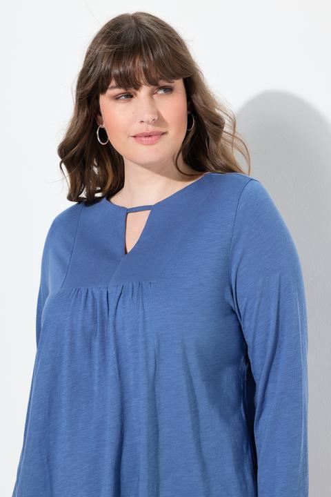 Image du produit Ulla Popken T-shirt long, col tunisien et manches longues, coupe évasée (50, 52)