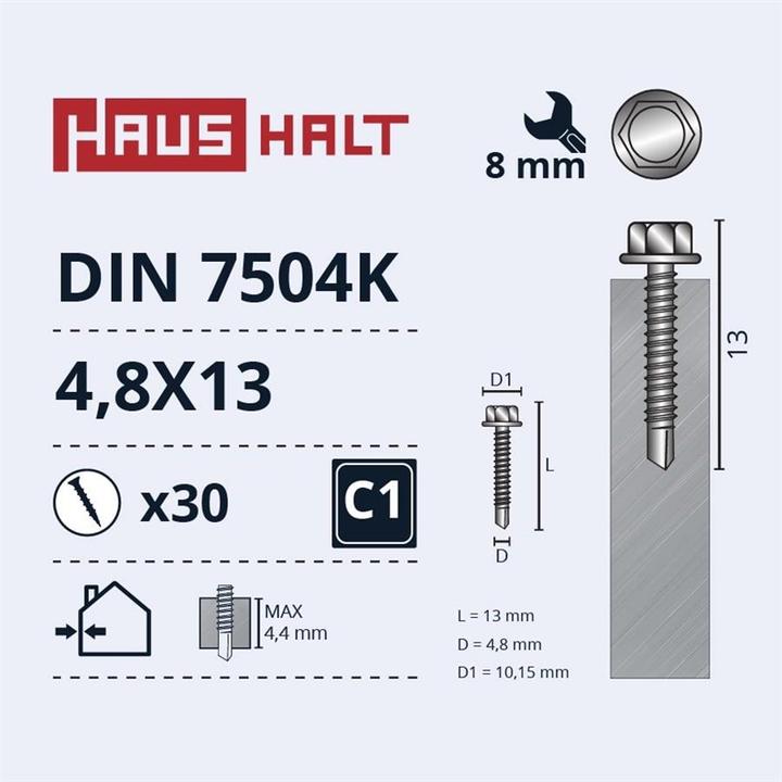 Image du produit Haushalt SELF SCREW 4,8X13 DIN7504K ZN 30PCS