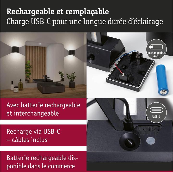 Produktbild Paulmann Akkuwandleuchte Nyora (330 lm, IP44)