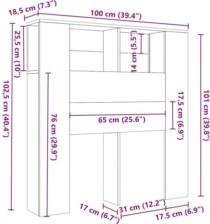 Image du produit vidaXL Uathne (100 x 18.5 x 104.5 cm)