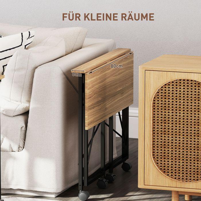 Produktbild Swisshandel24 Klappbarer Schreibtisch mit Rädern, platzsparend, Stahl, MDF, Eiche (80 x 40 x 75 cm)