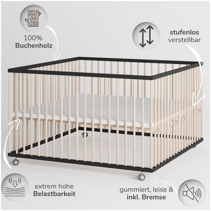 Image du produit Sämann Parc Premium avec barreaux amovibles (120 cm, 120 cm, Hêtre)