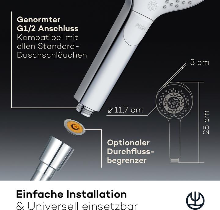 Immagine prodotto Kludi X3 Soffione doccia (3 Tipi di raggi, 15 l/min)