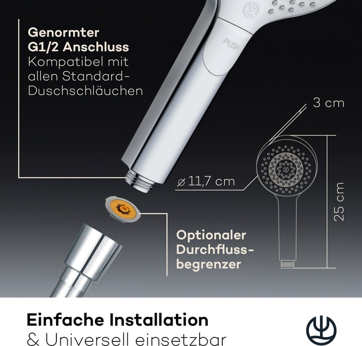 Immagine prodotto Kludi X3 Soffione doccia (3 Tipi di raggi, 15 l/min)