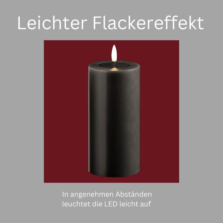 Produktbild Novaliv 6er Set Led Kerzen flackernde Flamme mit Echtwachspiegel grau 7,5cm ø 2x 15 cm, 2x12,5 cm, 2x10 cm (6x)