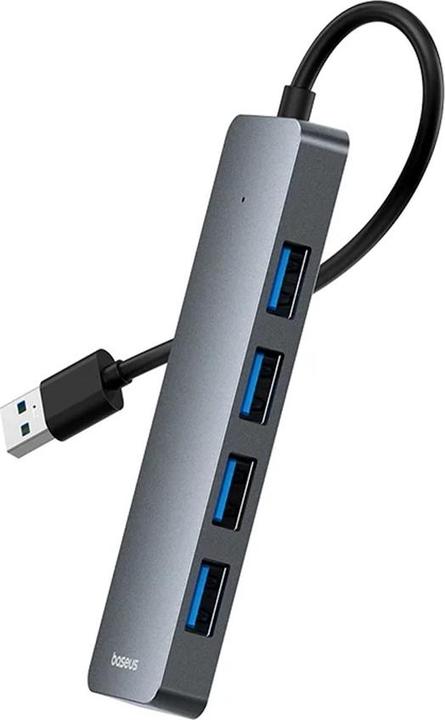 Produktbild Baseus 4in1 Hub UltraJoy Lite USB-A to USB 3.0 15cm (grey) (USB-A, 4 Ports)