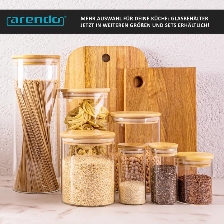 Produktbild Arendo 10x 0,75L Vorratsgläser Glasbehälter 10er Set, Borosilikatglas, Bambusdeckel, Vorratsdosen luftdicht (0.75 l)