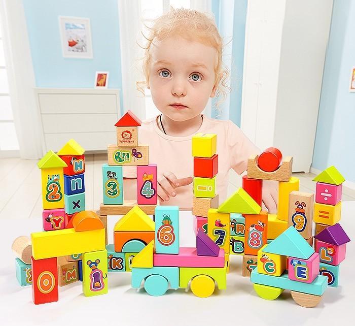 Actual product image Brimarex Wooden blocks Alphabet, numbers 80 TOP BRIGHT