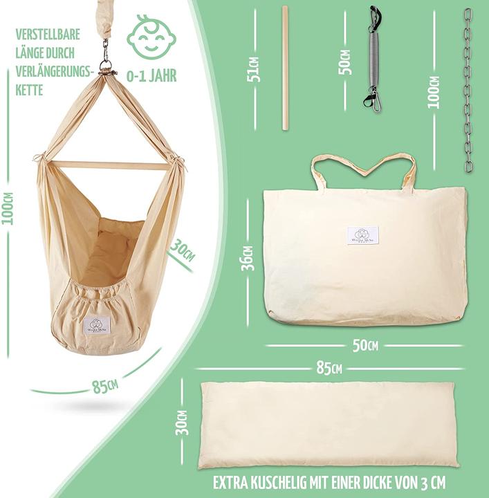 Actual product image Wolke Mine Spring cradle baby incl. ceiling attachment and spring