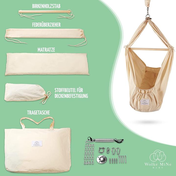 Actual product image Wolke Mine Spring cradle baby incl. ceiling attachment and spring