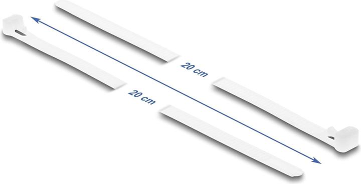 Immagine prodotto Delock Fascetta riutilizzabile L 200 x L 7,2 mm 100 pezzi bianco (Fascette in plastica, 200 mm, 100 pz.)