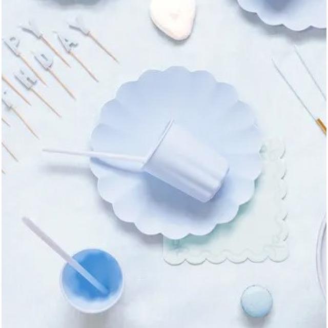 Thumbnail - Rubbermaid, Einweggeschirr, Plastikteller „Rüsche“ – hell Blau- wiederverwendbar