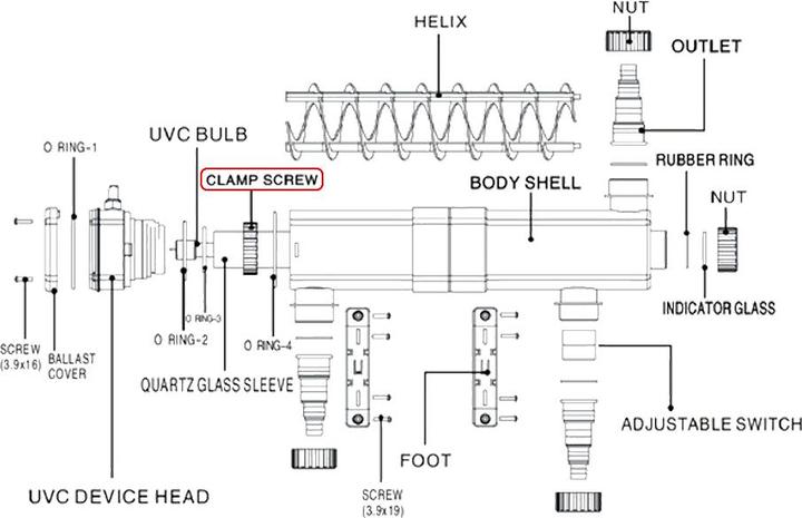 Immagine prodotto SunSun Pezzo smontato per lo svitatore CUV-218C - Borsa di fissaggio in quarzo C