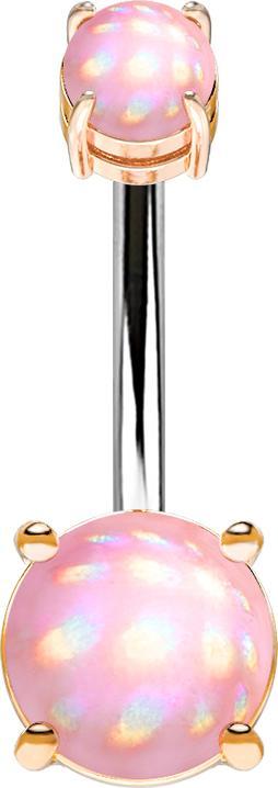 Immagine prodotto Star Piercing Banana filo interno oro rosa con due pietre epossidiche rosa (Ottone, Acciaio chirurgico 316L)