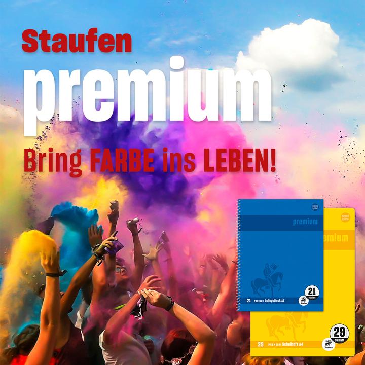 Actual product image Staufen Writing exercise book Premium ruled 0 lined DIN A5 landscape without margin, 16 sheets (A5, Lined, Soft cover)