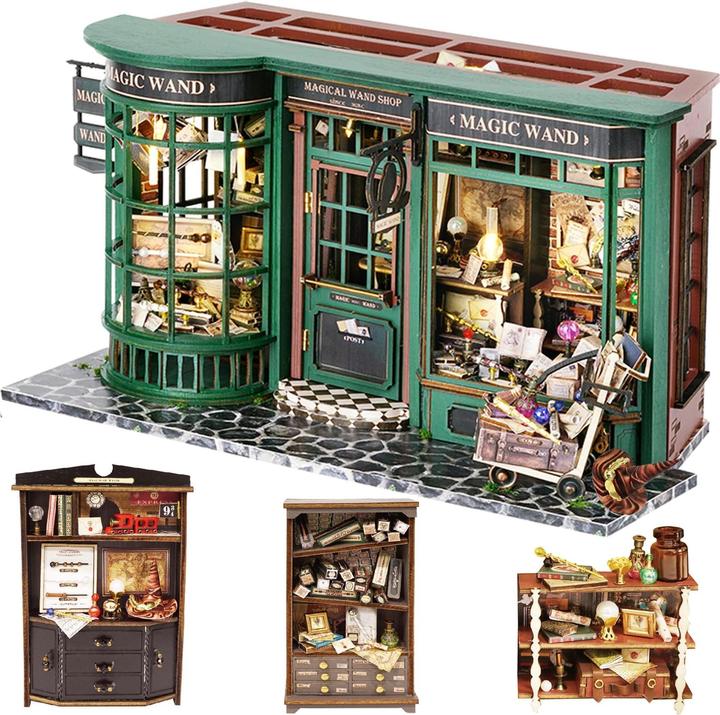 Activity Board Kit maison de poupée miniature avec meubles en bois, kit maison de poupée DIY avec couverture