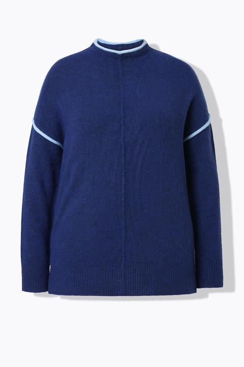 Produktbild Ulla Popken Pullover, Kontraststreifen, Oversized, Stehkragen, Langarm (60)