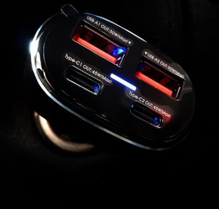 Actual product image Remax Car charger 2x USB, 2x USB-C RCC329, 75W (black)