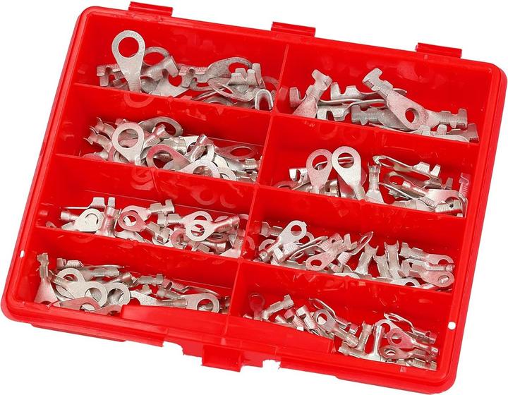 Produktbild Kalitec 180 Stück Sortimentskasten Krallenkabelschuhe unisoliert 0,5-6mm² I Kabelschuh Ringform I Ka