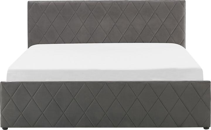 Produktbild Beliani Bett Samtstoff grau Lattenrost Bettkasten hochklappbar 180 x 200 cm ROCHEFORT (180 x 200 cm)