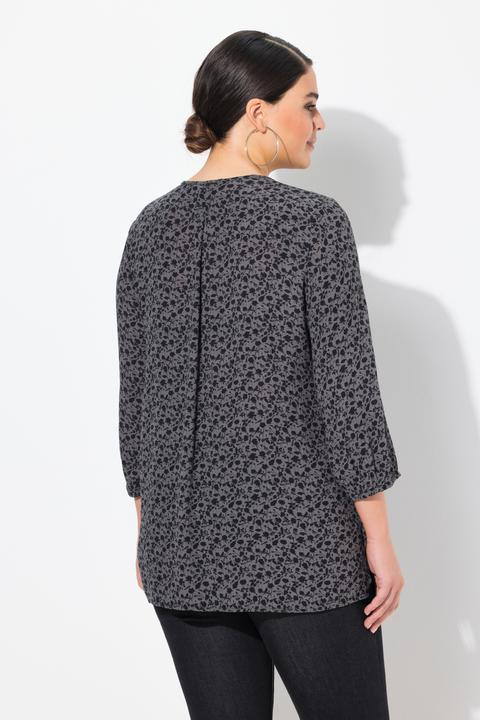Produktbild Ulla Popken Bluse, A-Linie, Smok-Einsatz, farbiges Minimalmuster (50, 52)