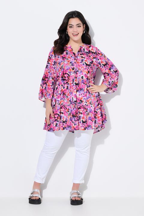 Image du produit Angel of Style Blouse-tunique avec col à patte de boutonnage, manches 3/4 et volants (50)