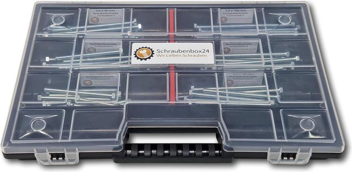 Produktbild Schraubenbox24 Sechskantschrauben Sortiment M5 65mm-100mm 90 tlg Schraubenbox DIN 933/ISO4017 (90 Schrauben pro Stück)
